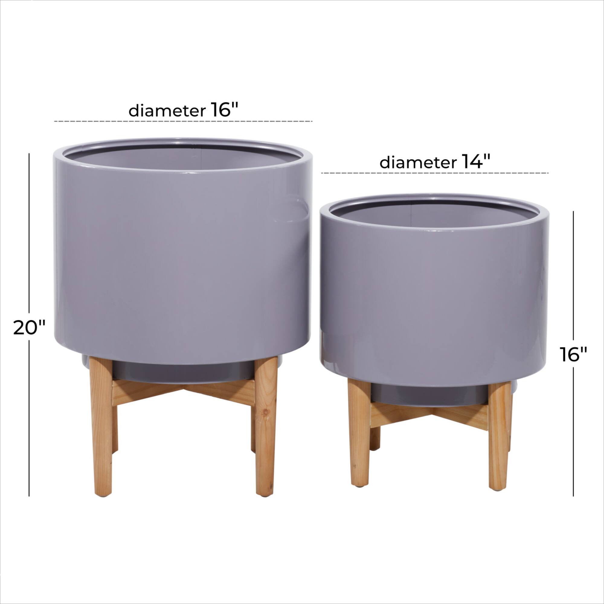 Gray Iron Contemporary Planter Set